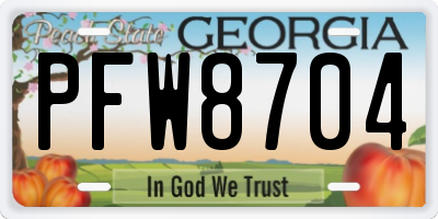 GA license plate PFW8704