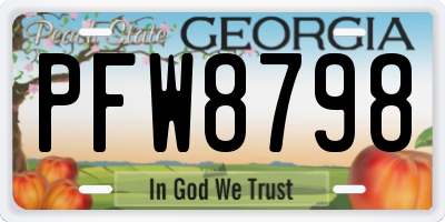 GA license plate PFW8798