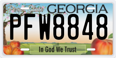 GA license plate PFW8848