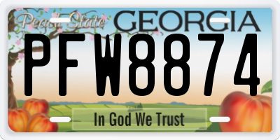 GA license plate PFW8874