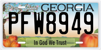GA license plate PFW8949