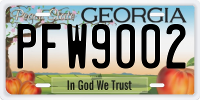 GA license plate PFW9002