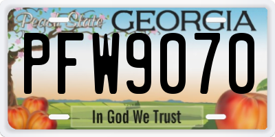 GA license plate PFW9070