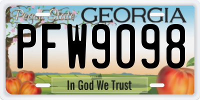GA license plate PFW9098