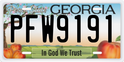 GA license plate PFW9191