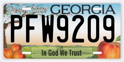 GA license plate PFW9209