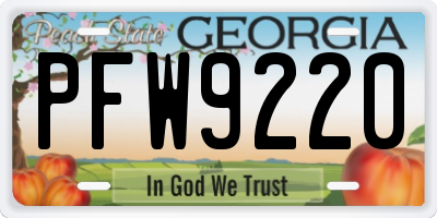 GA license plate PFW9220