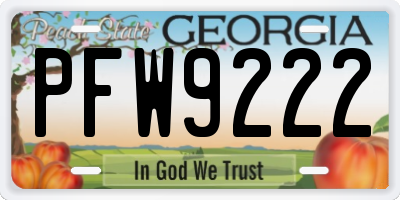 GA license plate PFW9222