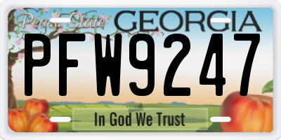 GA license plate PFW9247
