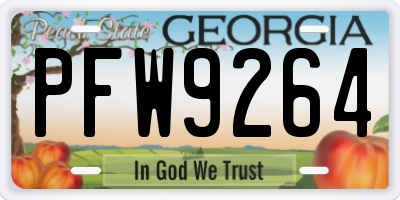 GA license plate PFW9264