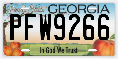 GA license plate PFW9266
