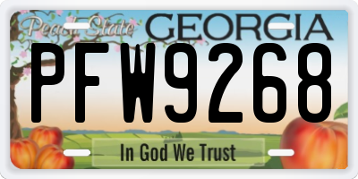 GA license plate PFW9268