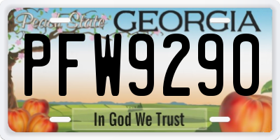 GA license plate PFW9290