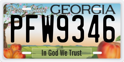 GA license plate PFW9346