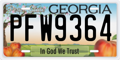 GA license plate PFW9364