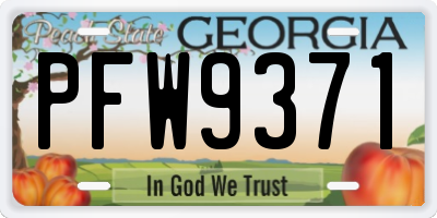 GA license plate PFW9371