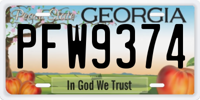 GA license plate PFW9374