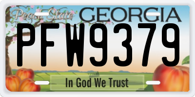 GA license plate PFW9379