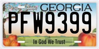 GA license plate PFW9399
