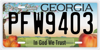 GA license plate PFW9403