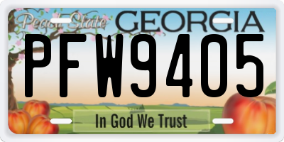 GA license plate PFW9405