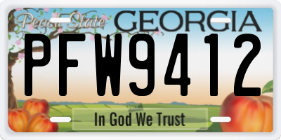 GA license plate PFW9412