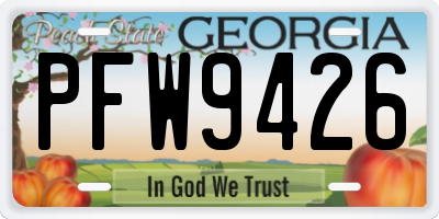 GA license plate PFW9426