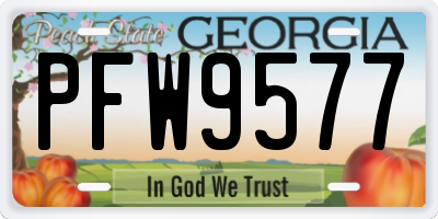 GA license plate PFW9577