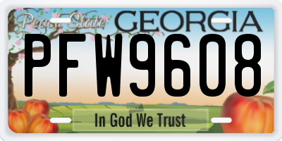 GA license plate PFW9608
