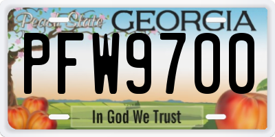 GA license plate PFW9700