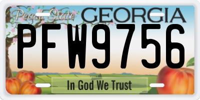 GA license plate PFW9756