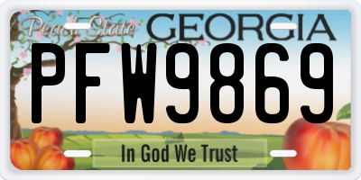 GA license plate PFW9869
