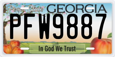 GA license plate PFW9887