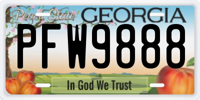 GA license plate PFW9888