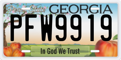 GA license plate PFW9919