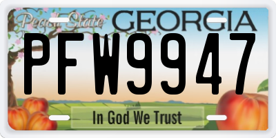 GA license plate PFW9947