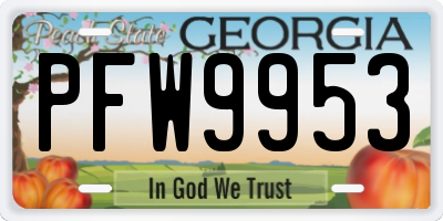 GA license plate PFW9953