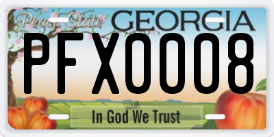 GA license plate PFX0008