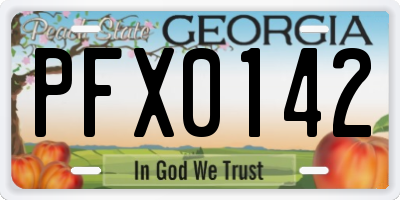 GA license plate PFX0142