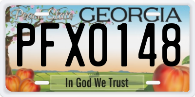 GA license plate PFX0148