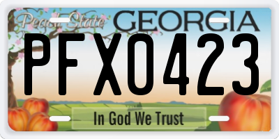 GA license plate PFX0423