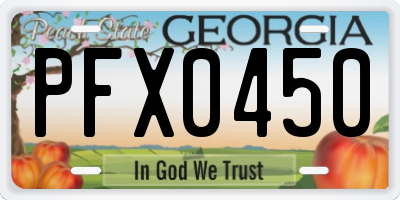 GA license plate PFX0450