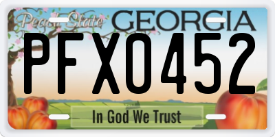 GA license plate PFX0452