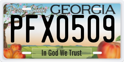 GA license plate PFX0509