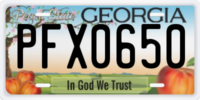 GA license plate PFX0650
