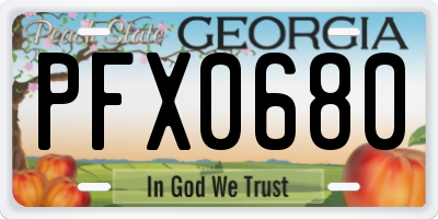 GA license plate PFX0680