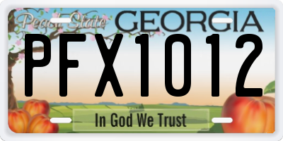 GA license plate PFX1012