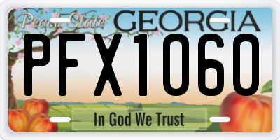 GA license plate PFX1060
