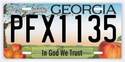 GA license plate PFX1135