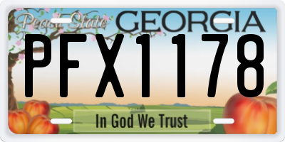 GA license plate PFX1178